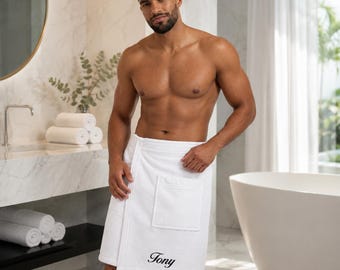 Gift for Son Personalized  | Embroidered Men's Spa Robe | Birthday, Christmas & College Care Package Gift Towel Wrap