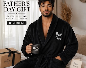 Personalized Men's Fleece Robe, Custom Embroidered Bathrobe
