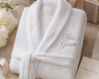 Gift for Wife – Personalized Turkish Cotton Robe, Luxury Embroidered Bathrobe for Her, Birthday Christmas Anniversary Gift