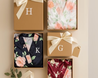 Floral Satin Bridesmaid Robe: Personalized Kimono Style Wedding Party Gift