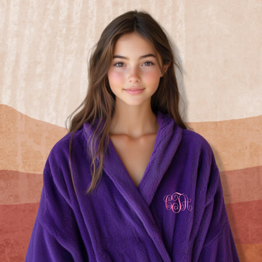 Personalized Teens Bathrobe | Short Girls Robe, Embroidered Fluffy ...