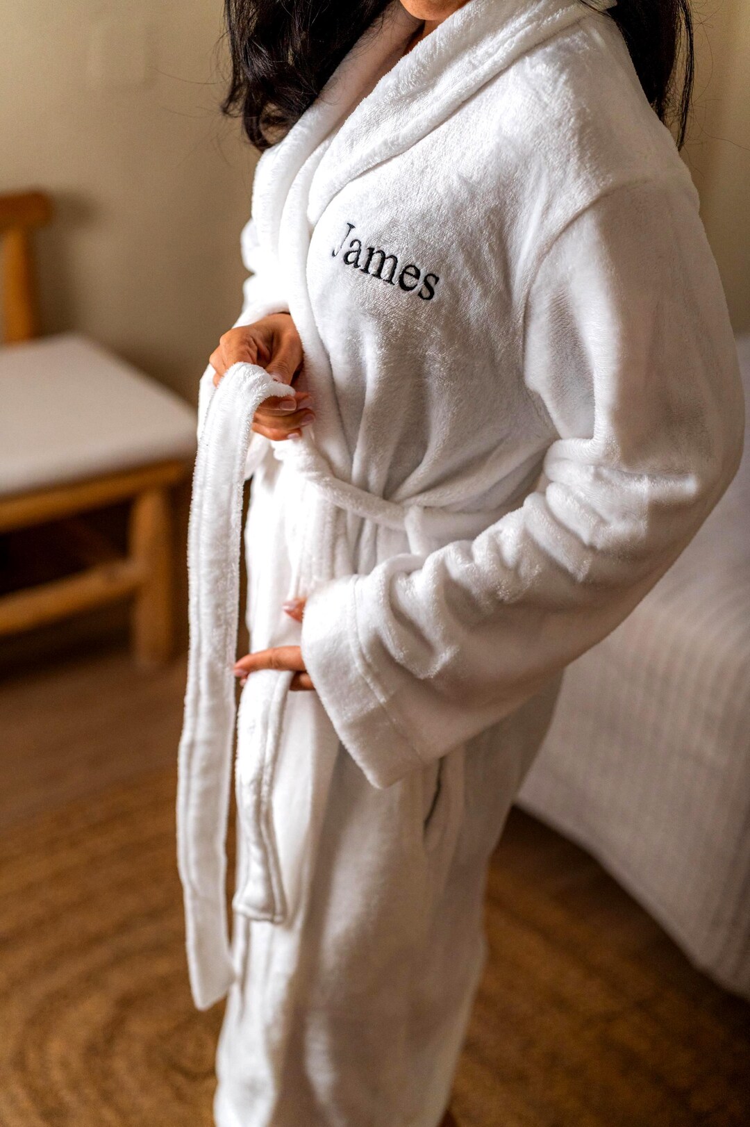 Embroidered Fleece Robe: Personalized Monogrammed Short Robe - Etsy