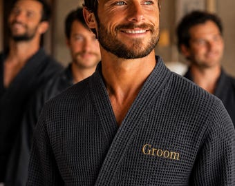 Groom Custom Waffle Robe: Embroidered Groomsmen Gift