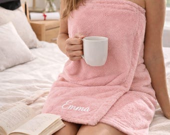 Personalized Cotton Velour Spa Wrap – Embroidered Name Bath Robe, Dorm Gift
