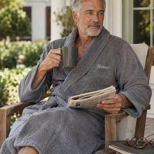 Gift for Dad – Personalized Turkish Cotton Bathrobe, Embroidered Luxury Terry Robe for Father, Birthday Gift for Him