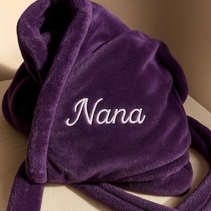 Custom Bathrobe for Nana, Grandma Personalized Plush Fleece Robe with Embroidery, Memaw Gift