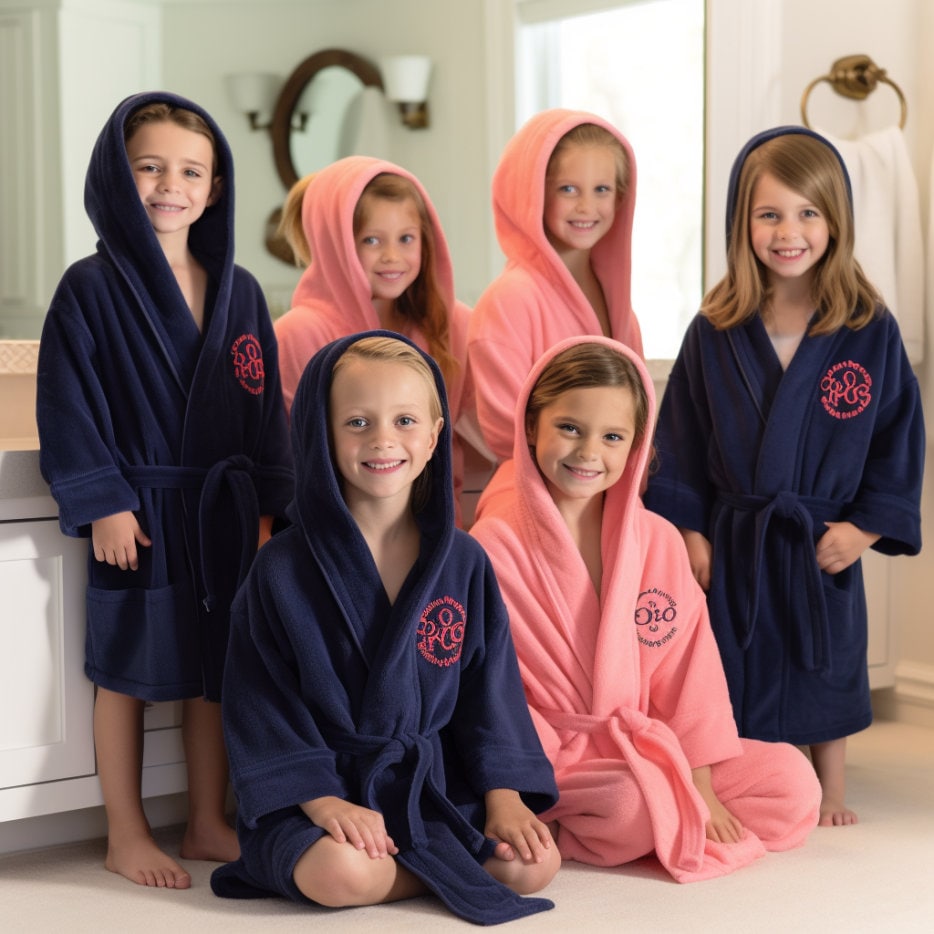 Personalized Hooded Robes for Kids Flannel Robe Plush Kimono