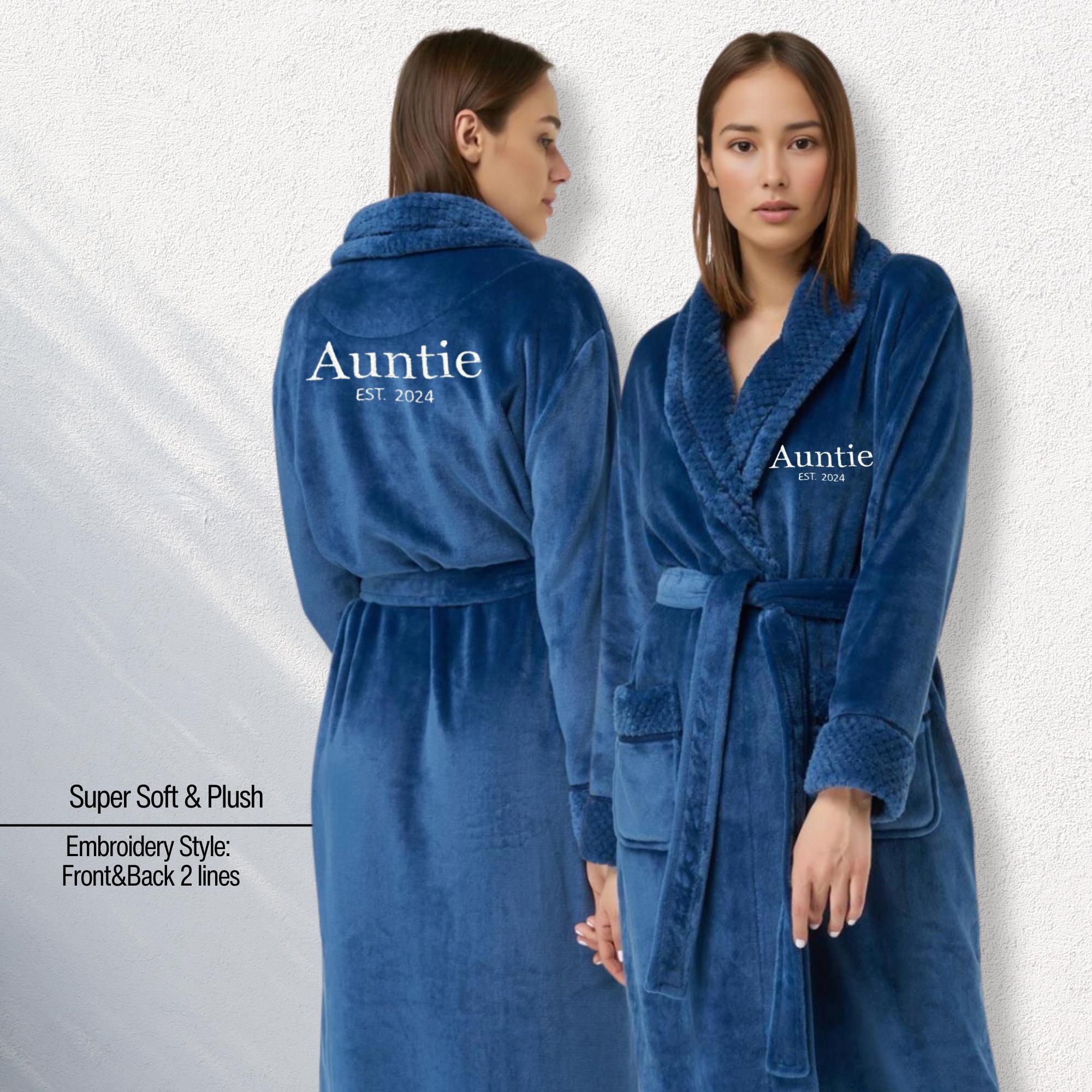 Plush Robe Pattern Personalized Plush Robe for Mom – Embroidered Fleece Spa Robe - Etsy