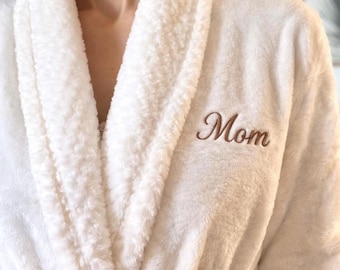 Personalisierte Plüsch-Robe für Mama - Bestickter Fleece-Spa-Robe