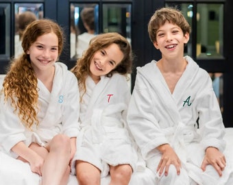 Custom Hooded Robe for Youth, 100% Turkish Cotton Kids Bathrobe, Boy's Towel, Girl's Swim Cover-Up, TerryCloth Junior, Monogram Gifts