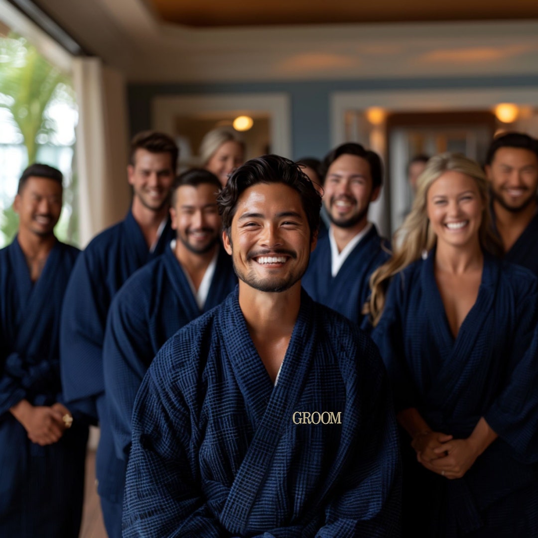 Men's Waffle Robe - Custom Groomsman Gift, Personalized Bathrobe for ...