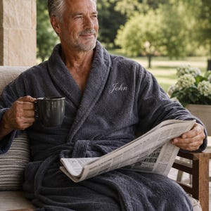 Retirement Gift Men – Personalized Turkish Cotton Bathrobe, Luxury Terry Cloth Robe Dad, Husband or Grandpa