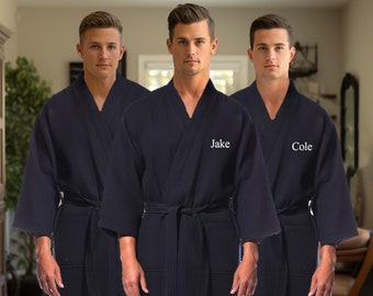 Men&#39;s Waffle Robes, Custom Birthday Gift For Him, Cotton Anniversary  Husband, Best Dad Gifts, Embroidered Bathrobes for Teens