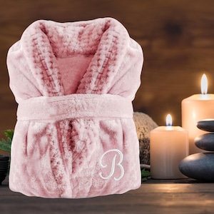 Luxurious Personalized Plush Bathrobe for Women - Embroidered Wedding Gift, Long Length Comfort