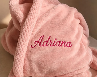 Personalized Plush Fleece Robe – Embroidered Spa Gift