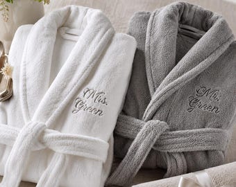 Cotton Anniversary Gift for Couples – Personalized Turkish Cotton Robes, His and Hers Bathrobe Set