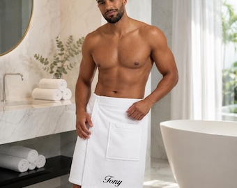 Gift for Son, Personalized Embroidered Men's Spa Robe, Birthday Christmas College Towel Wrap