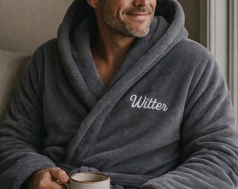 grey hooded dressing gown mens Sofa Killer dark grey bamboo frottee men robe – Loungewear Robe, Premium  Loungewear