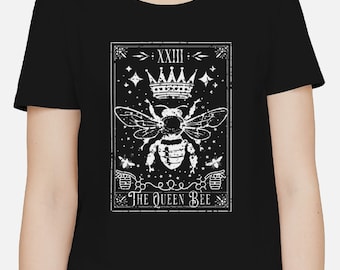 The Queen Bee Majestic Shirt - Crown And Bee Printed T-shirt - Honey Bee Lover T Shirt - Unique Graphic Tee for Physics - Tarot Card Wear