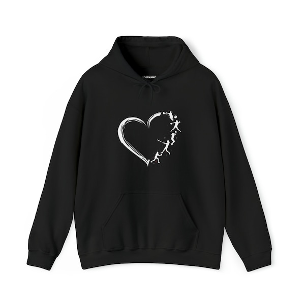 Softball Love Hoodie - Cute Loose Fit Sweatshirt - Comfy Heart Printed Wear -Sports Passion Hooded Sweatshirt - Dedicated Player Sportswear