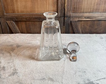 Lissadel Lead Crystal Whiskey Decanter Square Glass Barware w Ball Stopper
