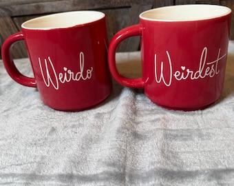 Opalhouse Weirdo Weirdest Mug Set Red Stoneware Coffee Cups Valentine's