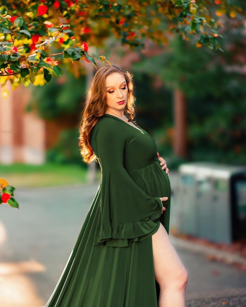 Miranda Forest Green Maternity Dress for Pictures Green Etsy