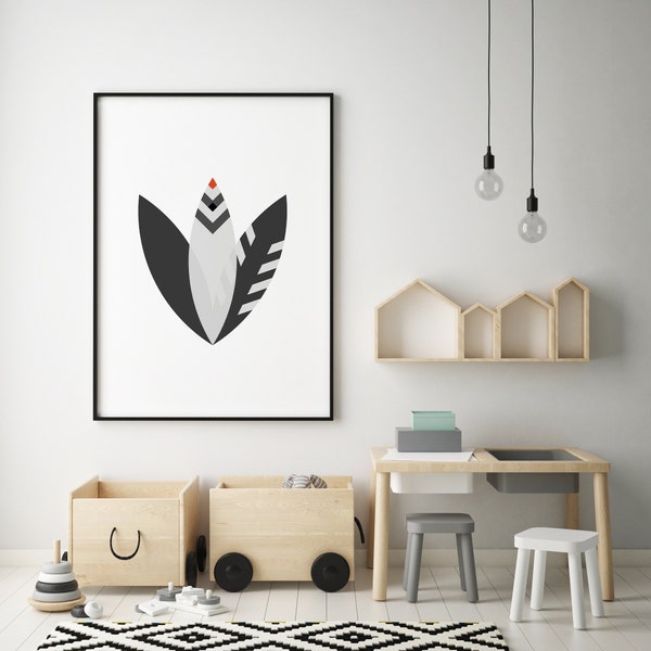 Downy Woodpecker Bird Minimalist Wall Art Print, Geometric Abstract Home Decor, Printable Wall Art, Bird Wall Art, Instant Download, Modern