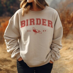 Birder Crewneck Sweatshirt, Cozy College Sweatshirt, Birder 24/7, Bird Watcher, Bird Gift, Nature Lover, Camping Apparel, Graphic Sweatshirt