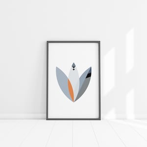 Tufted Titmouse Minimalist Wall Art Print, Geometric Abstract Home Decor, Printable Wall Art, Bird Wall Art, Instant Download, Modern Print