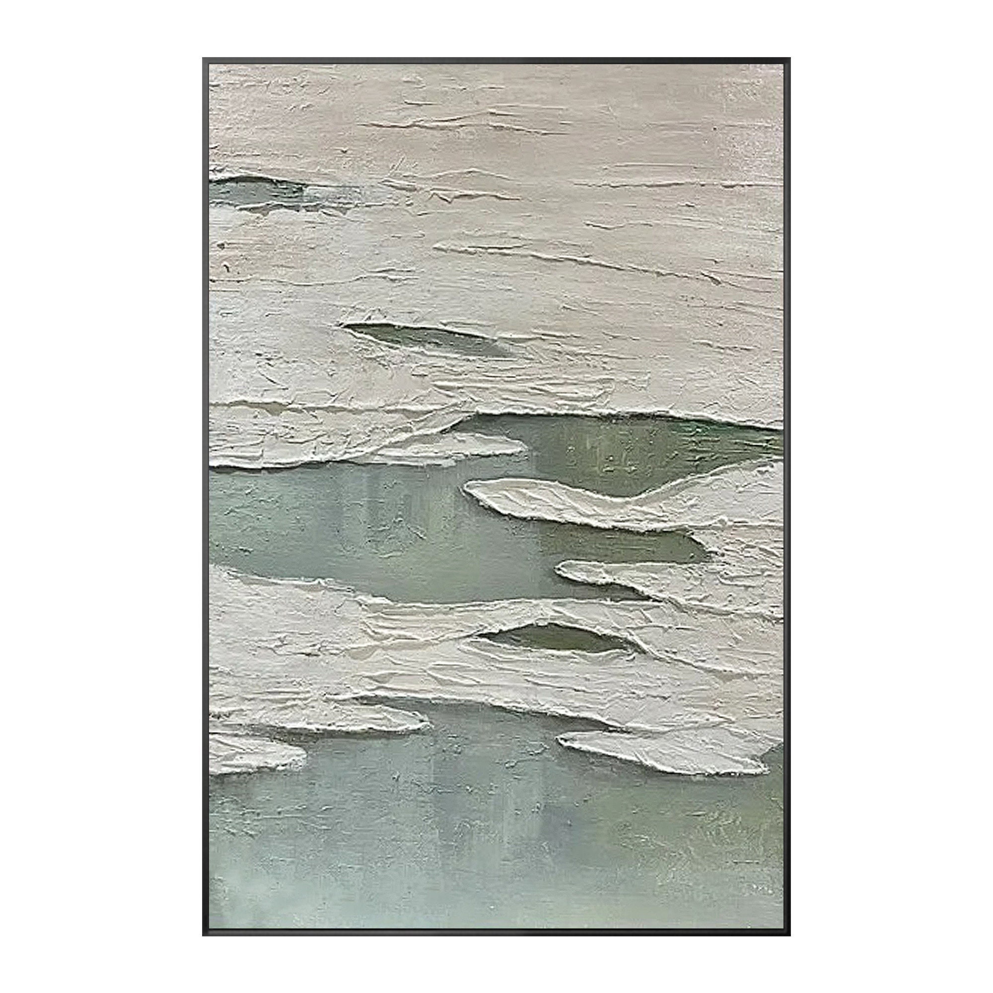 Sage Green Gray Textured Wall Art Abstract Painting on Canvas ...