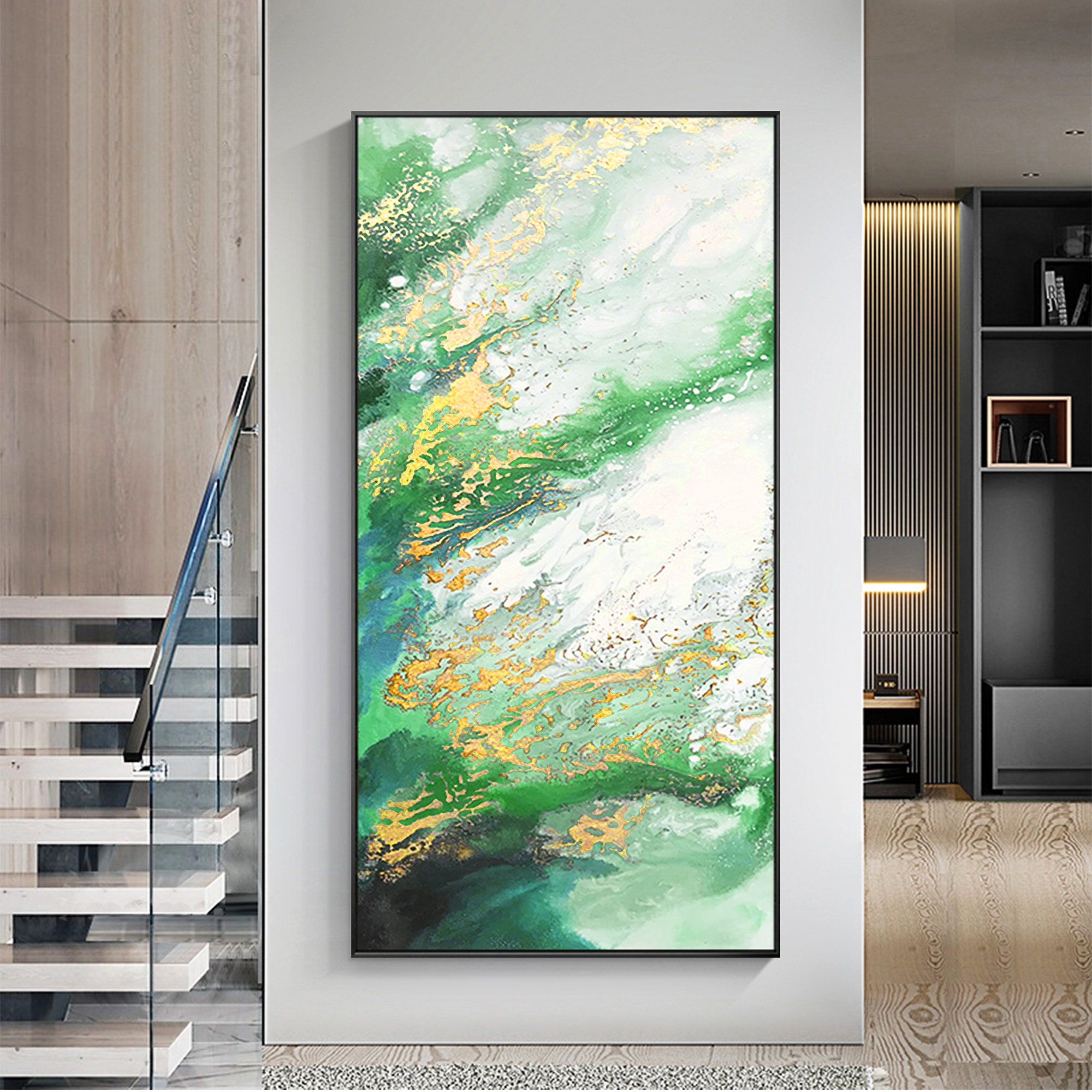 Green Gold Wall Art Texture Original Abstract Painting on Etsy