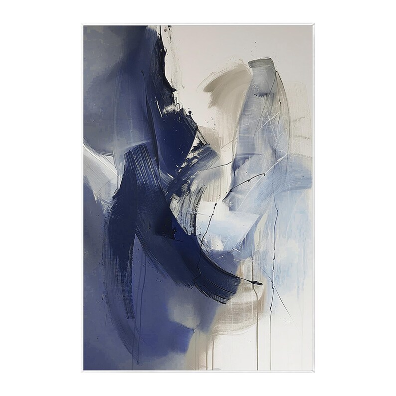 Blue Abstract Oil Painting on Canvas Modern Hand-painted Wall Art - Etsy
