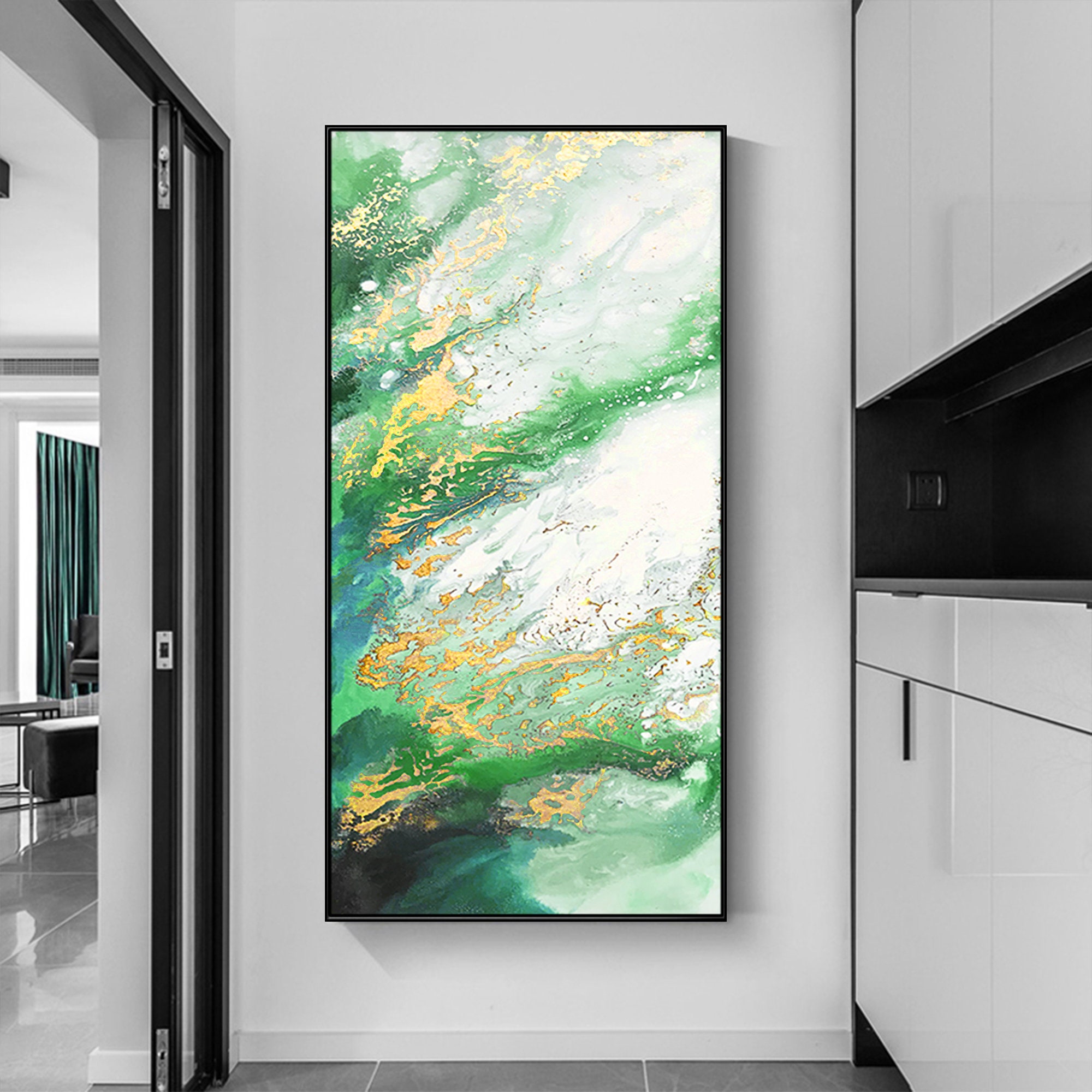 Green Gold Wall Art Texture Original Abstract Painting on Etsy