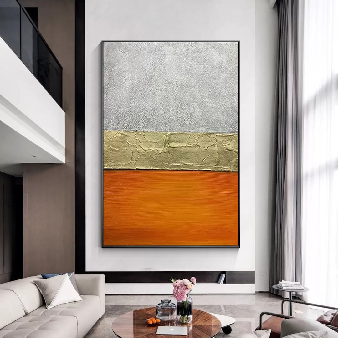Orange Gold Texture Wall Art Original Minimalist Painting on Canvas ...
