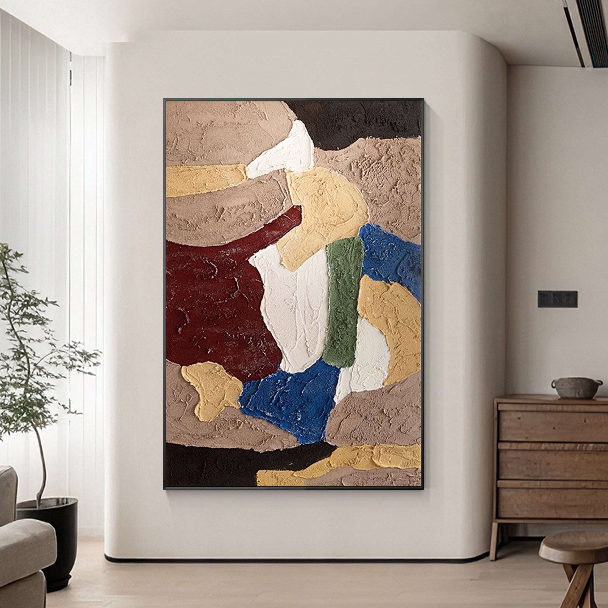 Heavy Texture Wabi Sabi Painting, Beige Brown Abstract 3D Wall Art - Etsy
