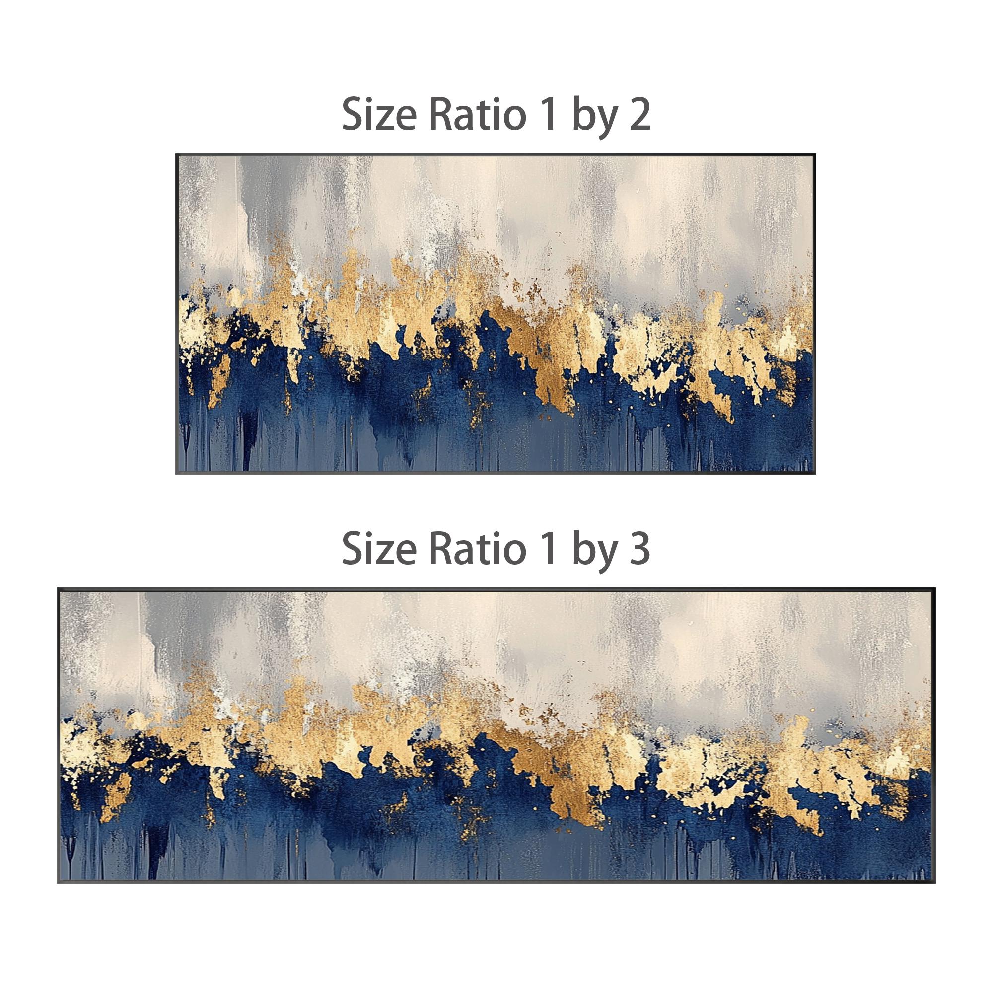 Gold Leaf Blue Abstract Painting on Canvas Modern Luxury Large ...