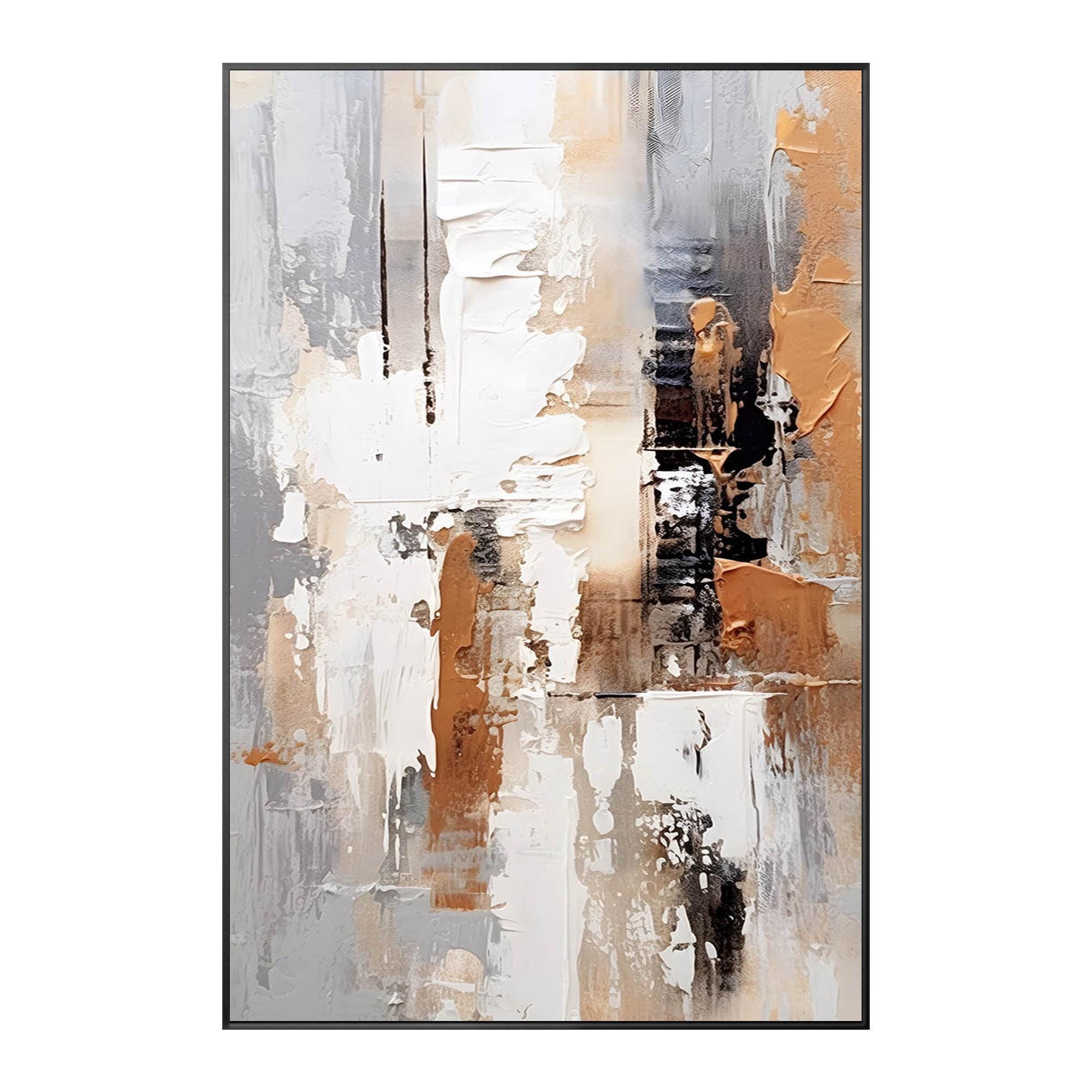 Neutral Abstract Texture Painting on Canvas, Beige Brown Gray Wall Art ...