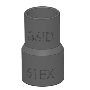Vacuum Adapter 51mm to 36mm 51EX 36ID – Dust Collector Hose Fitting for Shop Vacs, Table Saws, Woodworking, Miter Saws, Dust Extraction