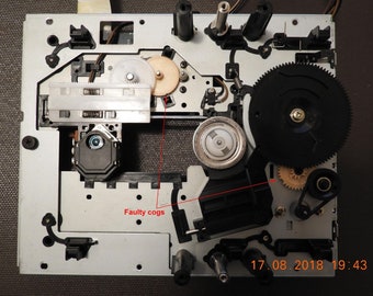 Set di ingranaggi di ricambio per lettore CD Teac VRDS 7 (2-17) INGRANAGGIO A 2 PASSI 5801571100 (3-8) INGRANAGGIO (B) 5801568801