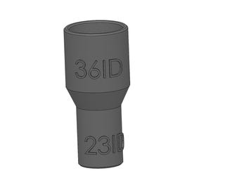 Adaptador de aspiradora de 23 mm a 36 mm (23 ID, 36 ID): accesorio para manguera de colector de polvo para aspiradoras de taller, sierras de mesa, carpintería, sierras ingletadoras y extracción de polvo.