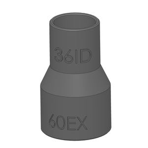 Vacuum Adapter 60mm to 36mm 60EX 36ID – Dust Collector Hose Fitting for Shop Vacs, Table Saws, Woodworking, Miter Saws, Dust Extraction
