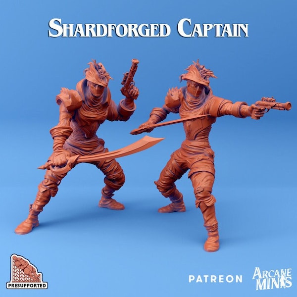 Shardforged / Warforged Captain - 28mm Miniatures for Roleplay games Dungeons and Dragons (DnD, D&D) by Arcane Minis