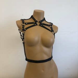 Leather top, leather strap top, shoulder belt top