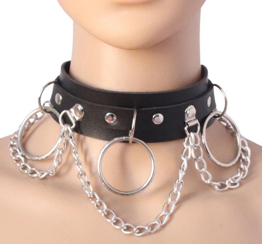 Leather Choke Oring Choke Handmade Unique Choke, BDSM Sexy Leather