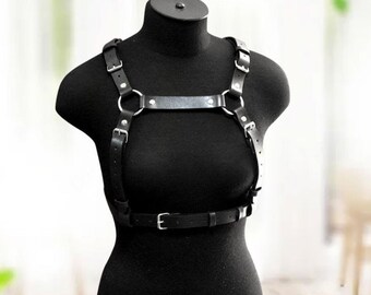Leather strap, chest strap, punk, Gothic strap, Gothic belt,