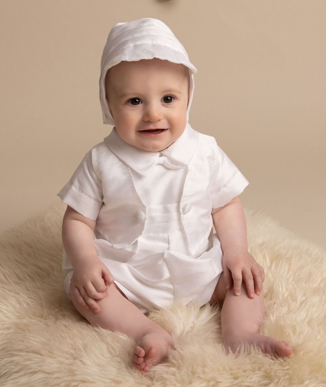 Baby Boy White Christening Outfit With a Hat Etsy UK