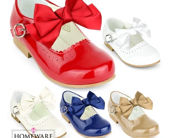 Girls Bow Patent Spanish Mary Jane Style Shoes