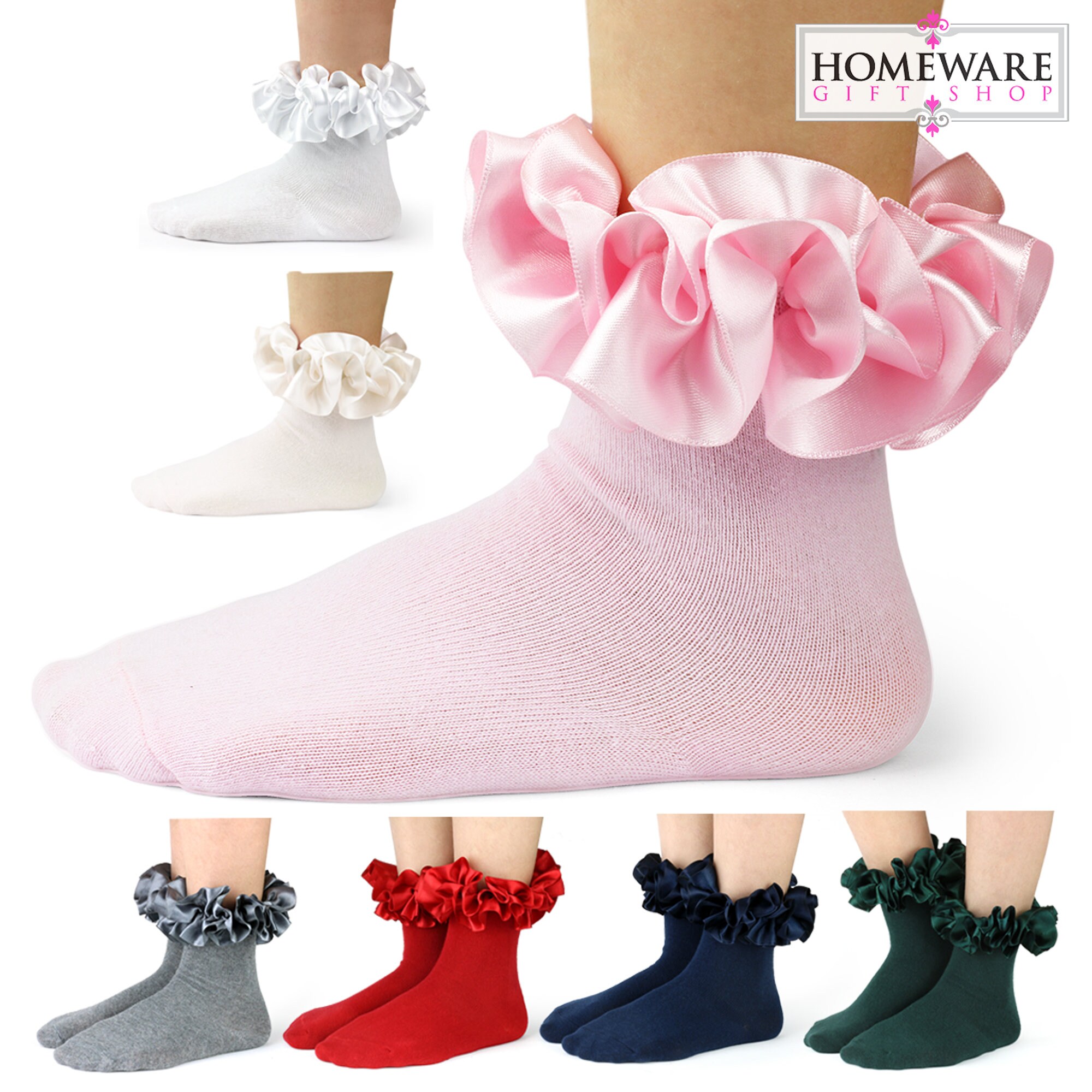 Personalised Flower Girl Socks, Name on Ankle Socks, White, Pink or Blue,  Girls Custom Made Gift Wedding Socks Lace Trim, Child Clothing 