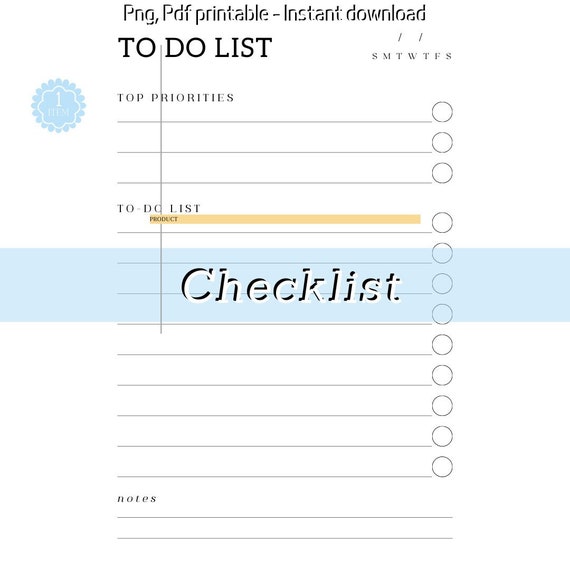 Checklist to Do List Png Pdf Printable Top Prioritiesnotes - Etsy